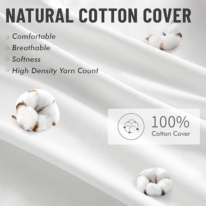 MIULEE 18x18 Pillow Inserts with Cotton Cover,Set of 4 100% Virgin Microfiber Throw Pillows for Couch Sofa and Bed