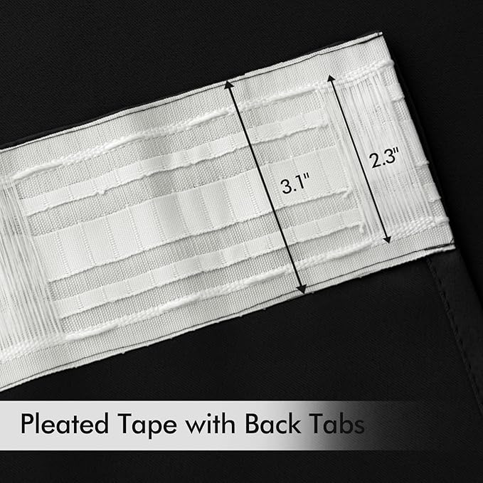 MIULEE Black Back Tab Blackout Curtains 54 Inch Length 2 Panels Set for Living Room Bedroom Privacy, Halloween Rod Pocket/Pinch Pleat Thermal Insulated Room Darkening Pleated Light Blocking Drapes