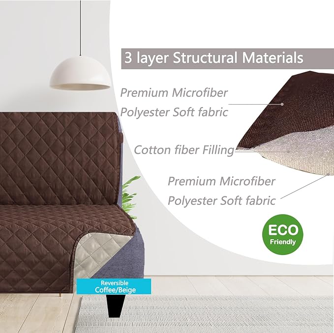 U-NICE HOME Futon Sofa Covers Reversible Sofa Slipcover Armless Furniture Protector Couch Cover Water Resistant (Futon, Coffee/Beige)