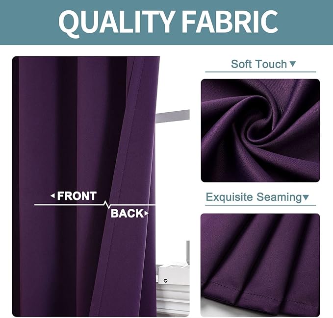 ChrisDowa Grommet Blackout Curtains for Bedroom and Living Room - 2 Panels Set Thermal Insulated Room Darkening Curtains (Royal Purple, 52W x 54L)