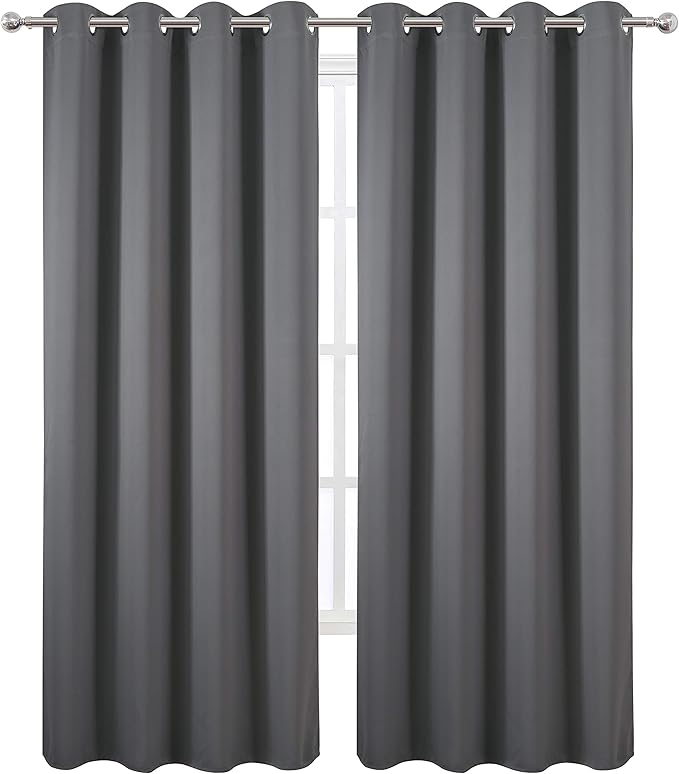 LEMOMO Blackout Curtains 66 x 84 inch/Frost Grey Curtains Set of 2 Panels/Thermal Insulated Room Darkening Bedroom Curtains