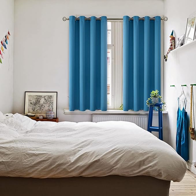 BGment Blackout Curtains - Grommet Thermal Insulated Room Darkening Bedroom and Living Room Curtains, Set of 2 Panels (52 x 54 Inch, Steel Blue)
