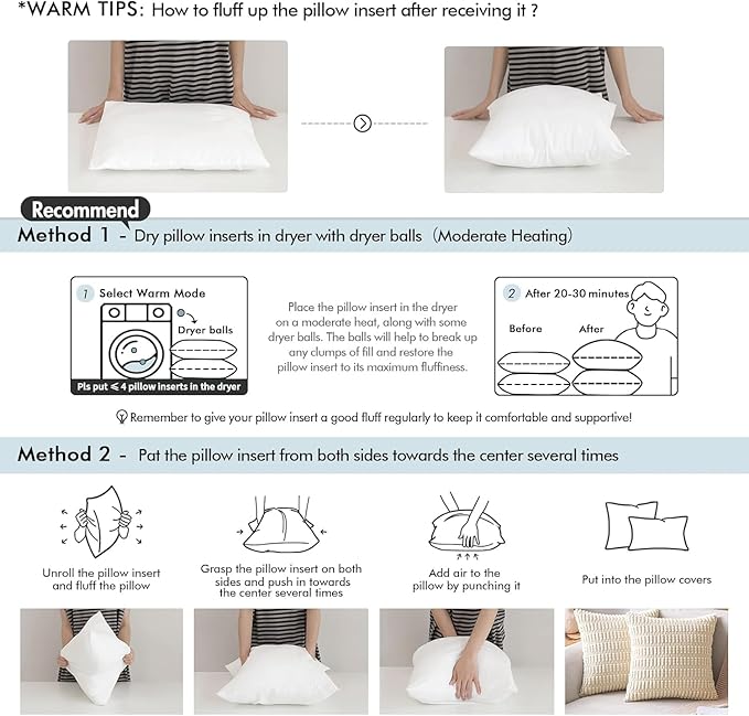 MIULEE Pillow Insert 15x15 Inch, Decorative Square Throw Pillow Inserts, Premium Fluffy Pillow Forms Sham Stuffer for Sofa Couch Living Room