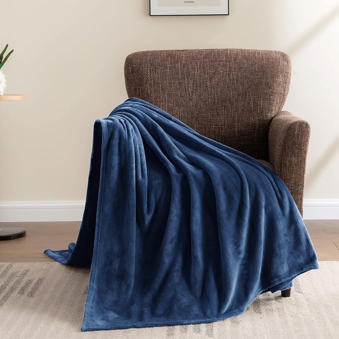 BEDELITE Fleece Blanket Navy Blue Throw Blanket for Couch & Bed, Luxury Plush Cozy Fuzzy Blanket 50" x 70", Super Soft Warm Lightweight Fall Throw Blanket for Travel Camping
