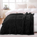 Puncuntex Black Throw Blanket 108"×90" inches Fuzzy 3D Jacquard Decorative Flannel Fleece Super Soft Plush Cozy Blanket for Couch Sofa Chair Lightweight