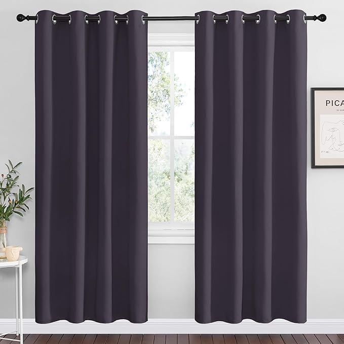 NICETOWN Greyish Purple Blackout Curtains 78 inches Length for Living Room, 2 Panels, 55" Wide, Thermal Insulated Decoration Drapes for Bedroom Window