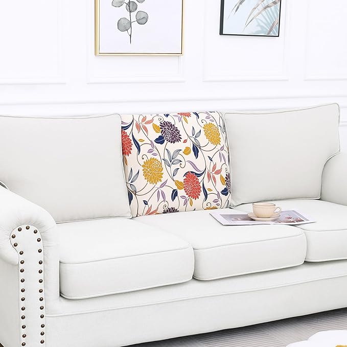 Smiry Printed Couch Cushion Covers, Stretch Soft Couch Covers for Sofa, Washable Non-Slip Sofa Slipcover Furniture Protector for Indoor and Outdoor (Backrest M, Orange)