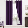 Yakamok Room Darkening 100% Blackout Curtains Grommet Window Treatments with 2 Thick Layers-Purple Thermal Insulated Drapes Set of 2 Panels for Bedroom Living Room 38 Inches by 72 Inches Length
