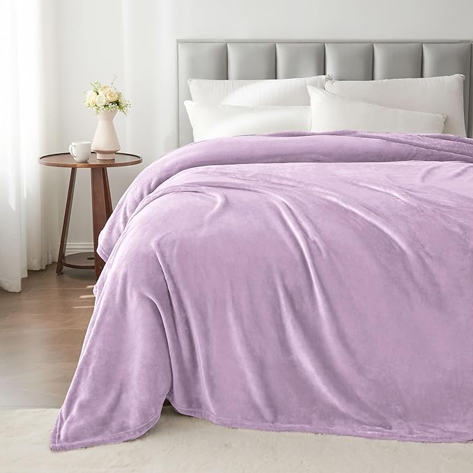 BEDELITE Fleece Blanket Twin Size Lilac Throw Blankets for Couch & Bed, 300GSM Luxury Plush Cozy Fuzzy Blanket 60x80 inches, Super Soft Warm Lightweight Throw Blanket for Travel Camping