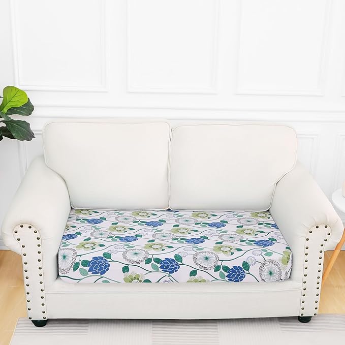 Smiry Printed Couch Cushion Covers, Stretch Soft Couch Covers for Sofa, Washable Non-Slip Sofa Slipcover Furniture Protector for Indoor and Outdoor (Medium, Light Green)