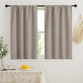 RYB HOME Short Blackout Curtains for Bedroom, Room Darkening Insulated Summer Heat Light UV Blocking Energy Saving Drapes for Nursery, Width 34 by Length 45, Sand, Set of 2