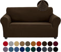 Joccun Stretch Loveseat Couch Cover Slipcover, 1-Piece Sofa Cover for 2 Cushion Couch Spandex Jacquard Washable Furniture Protector Cover for Living Room,Kids,Pets（Loveseat,Seal Brown）