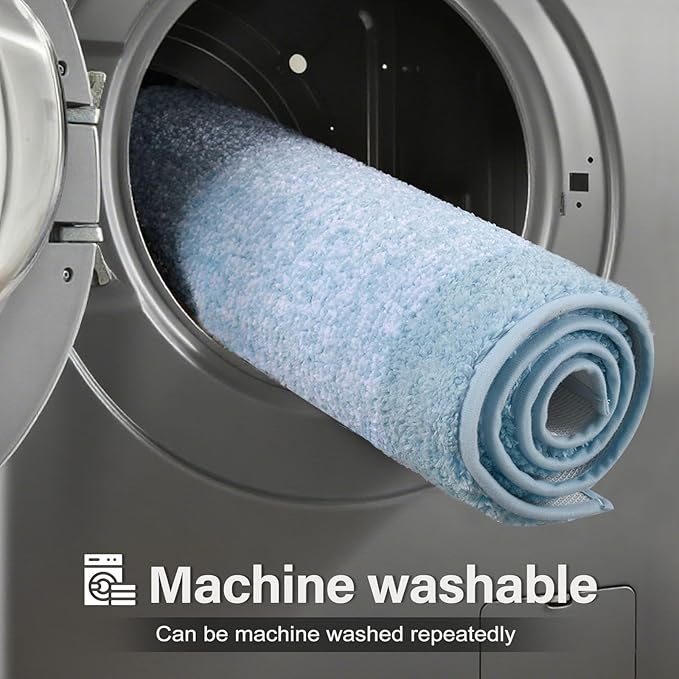 48x24 Long Bathroom Rugs Washable Non Slip, Light Blue Bath Mat for Bathroom Floor Tub, Soft Absorbent Quick Dry Mats for Shower, Bathtub,Home Decor