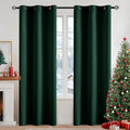 MIULEE Christmas Blackout Curtains,Room Darkening Thermal Insulated Drapes Solid Window Treatment Set Grommet Top Light Blocking Curtain for Living Room/Bedroom 2 Panels 42x84 inch, Hunter Dark Green