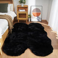 Ghouse Soft Faux Sheepskin Fur Rug 4x6 Black Fluffy Bedside Rugs Plush Rug Shag Nursery Carpet Area Rugs for Living Room Bedroom Playing Room Decor