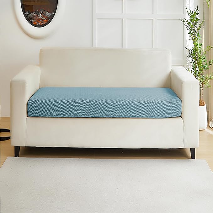 Couch Cushion Covers for Sofa Couch Covers Wear-Resistant Universal Sofa Cover Washable Stretch for Sectional Slipcovers (Texture-Sea Blue,Large Double Seat Cover)