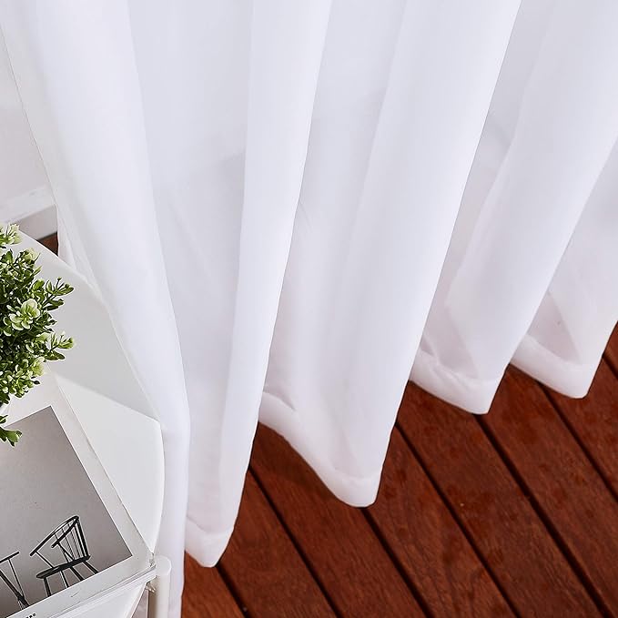 NICETOWN Living Room Window Curtains Sheer Textured 84" Long, Grommet Casual Voile Sheer Airy Window Treatments for Sliding Door, 140" Wide Total 2 Panels, White