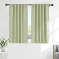 PONY DANCE Short Blackout Curtains - Window Curtain Treatments Light Blocking Drapes Back Tab/Rod Pocket Short Drapes Panels for Bedroom & Kitchen, 42 W x 45 L, Meadow Green, 1 Pair
