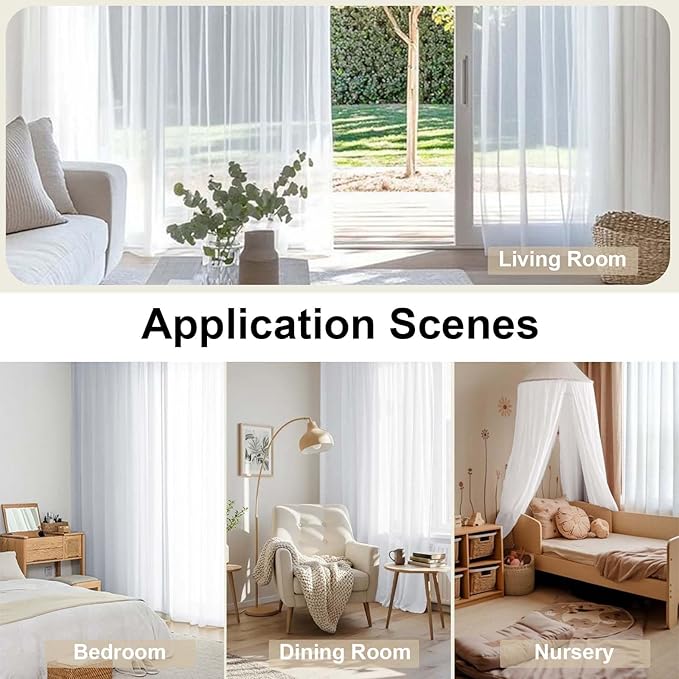 OWENIE White Sheer Curtains 78 inches Long 2 Panels Set, Sheer White Curtains for Living Room/Bedroom, Rod Pocket Voile Sheer Panel Drapes, 2pcs, Each 42" W x 78" L