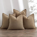 MIULEE Khaki Linen Pillow Covers Pack of 4 Decorative Natural Solid Throw Pillow Covers Soft Accent Boho Farmhouse Couch Pillowcases Modern Spring Home Decors for Living Room Bed Sofa 20x20 Inch
