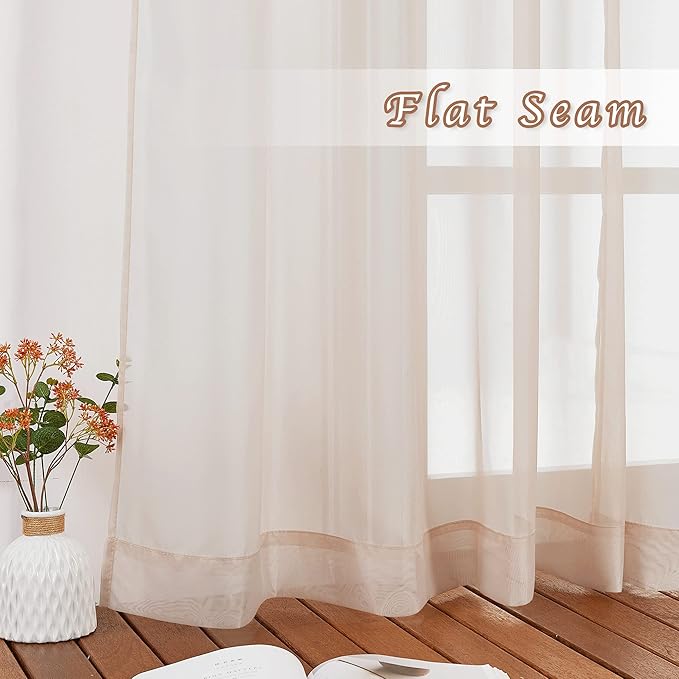 NICETOWN Voile Taupe Sheer Curtains 84 Inches Long, Grommet Airy & Lightweight Window Draperies Translucent Elegant Panels for Living Room/Bedroom,W54 x L84, Set of 2