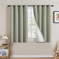 H.VERSAILTEX Linen Curtains 100% Blackout Curtains for Bedroom 45 inch Long Full Light Blocking Nature Linen Blended Window Curtains for Living Room Nickel Grommet (2 Panels, Heathered Tea)