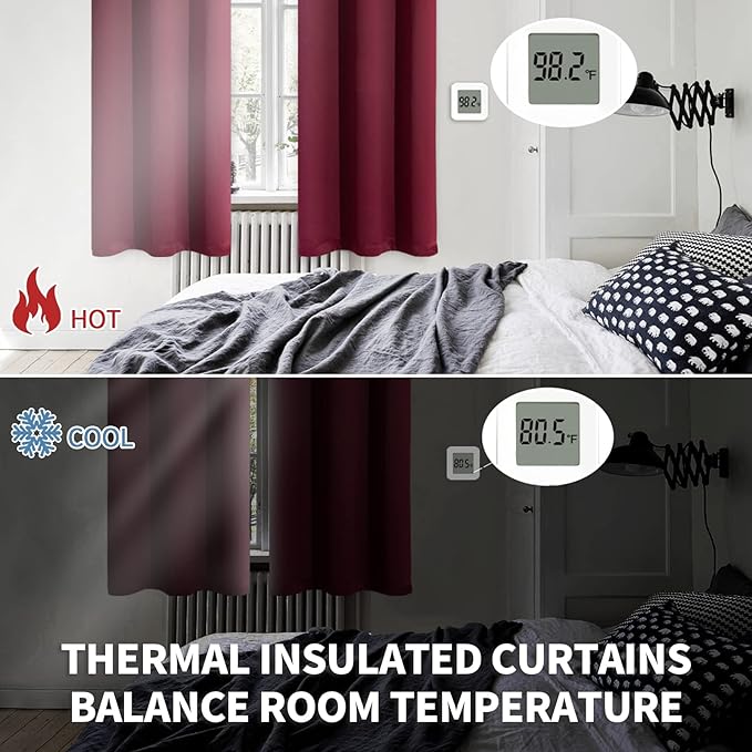 BGment Blackout Curtains for Bedroom - Grommet Thermal Insulated Room Darkening Curtains for Living Room, Set of 2 Panels (70 x 84 Inch, Burgundy)