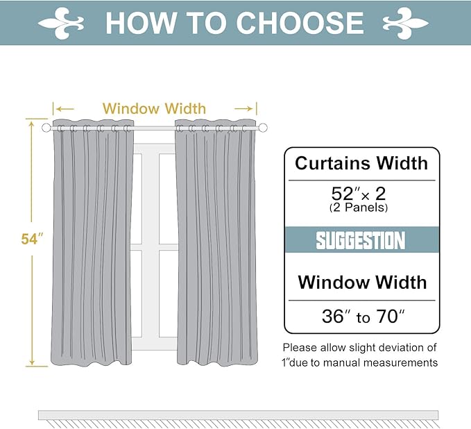 ChrisDowa Grommet Blackout Curtains for Bedroom and Living Room - 2 Panels Set Thermal Insulated Room Darkening Curtains (Navy Blue, 52W x 54L)