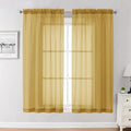 Chyhomenyc Gold Sheer Curtains 63 Inches Long 2 Panels, Light Filtering Bright Lightweight Curtains for Living Room, Soft Gentle Voile Rod Pocket Bedroom Window Drapes, 59Wx63L Inch, 2PCS