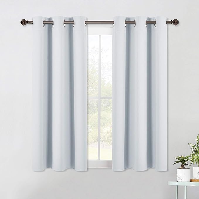 NICETOWN Room Darkening Curtain Panels for Bedroom -Easy-Care Solid Thermal Insulated Grommet Room Darkening Draperies/Drapes (2 Panels, 42 by 54, Platinum-Greyish White)