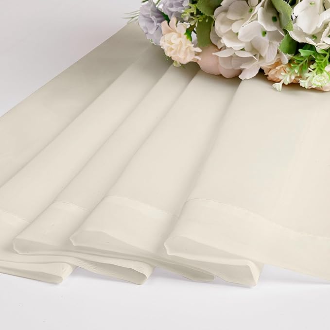 Chyhomenyc Sheer Cream Valances for Windows 2 Pack, Small Window Curtains for Living Room Bathroom Cafe Laundry Basement, Modern Top Dual Rod Pocket Voile Curtain, 42W x 18L inches, Cream