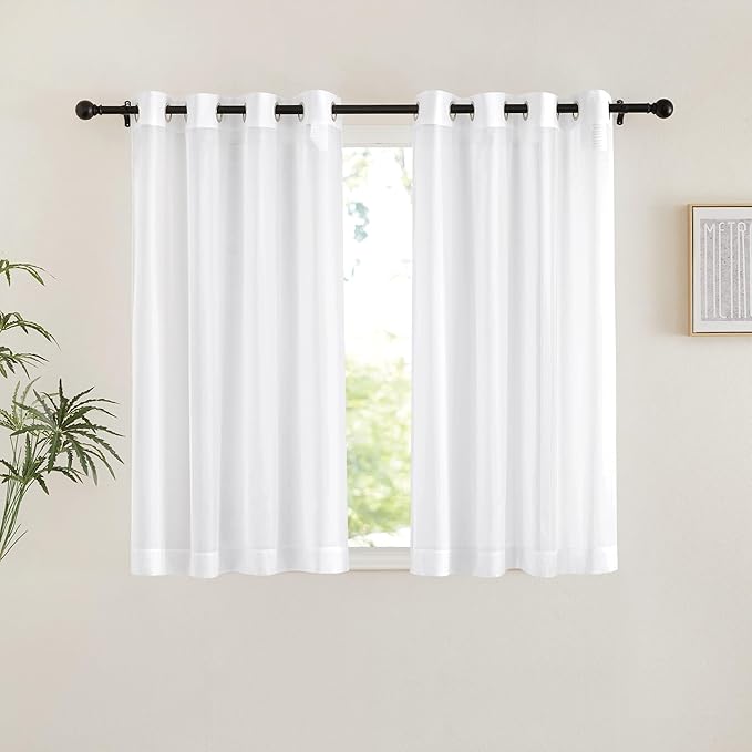 NICETOWN Grommet Top Sheer Curtains - White Sheer Home Decoration Window Coverings for Loft (54" Width x 45" Length, Set of 2)