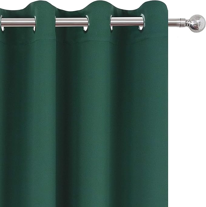 LEMOMO Dark Green Thermal Blackout Curtains/52 x 72 Inch/Set of 2 Panels Room Darkening Curtains for Bedroom