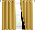 NICETOWN 100% Blackout Curtains with Black Liners, Solid Thermal Insulated Full Blackout 2-Layer Lined Drapes, Energy Efficiency Window Draperies for Bedroom (2 Panels, 46" W by 54" L, Bright Yellow)