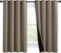 NICETOWN 100% Blackout Curtains with Black Liners, Thermal Insulated Full Blackout 2-Layer Lined Drapes, Noise Cancellation Window Draperies for Dining Room (Taupe, 2 Panels, 55-inch W by 57-inch L)