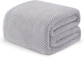 Exclusivo Mezcla Fleece Bed Blanket Queen Size, Super Soft and Warm Blankets for Couch, Sofa and Bed Waffle Textured, Cozy, Fuzzy and Lightweight (Light Grey, 90x90 Inches)