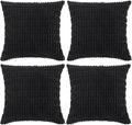 Fancy Homi 4 Packs Boho Black Decorative Throw Pillow Covers 18x18 Inch for Living Room Couch Bed Sofa, Rustic Modern Farmhouse Home Decor, Soft Plush Corduroy Cute Square Cushion Case 45x45 cm