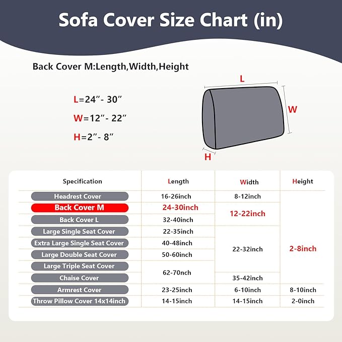 Couch Cushion Covers for Sofa Couch Covers Wear-Resistant Universal Sofa Cover Washable Stretch for Sectional Slipcovers (Texture-Sea Blue,Back Cover M)