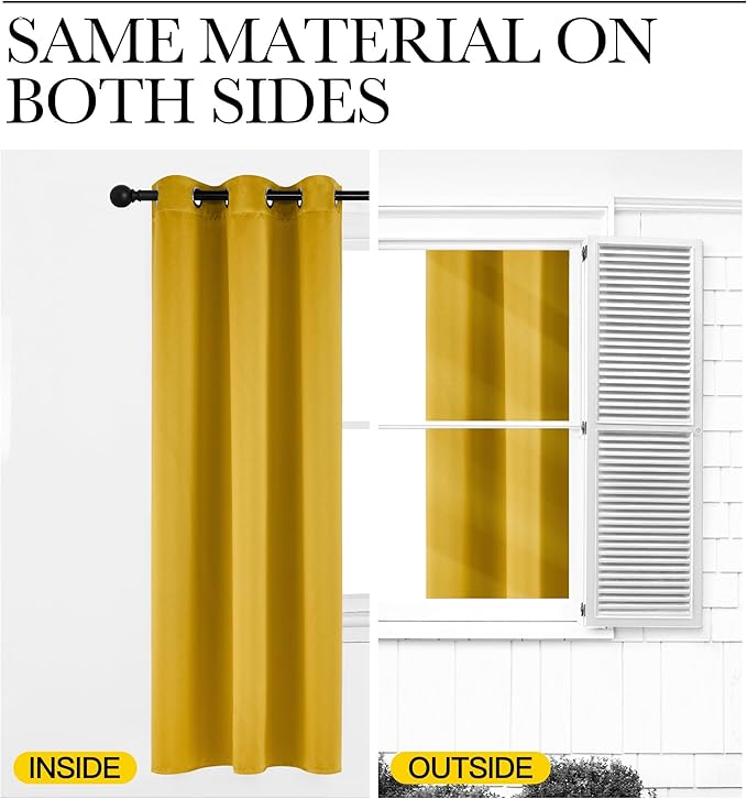NICETOWN Gold Blackout Cafe Faux Silk Curtains for Small Windows, 42" Wide by 84" Long, 2 Panels, Grommet Privacy Blackout Satin Drapes for Home Decoration