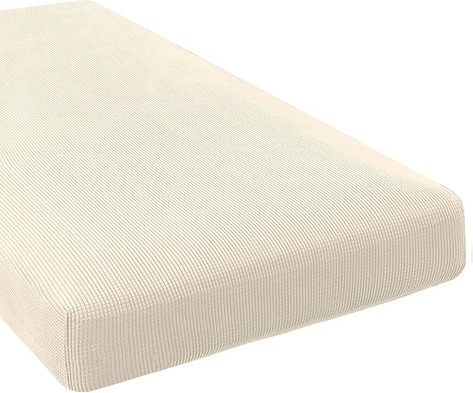 H.VERSAILTEX Super Stretch Individual Chaise Cover Sectional Couch Covers for L Shaped Sofa Both Left/Right Featuring Thick Jacquard Textured Twill Fabric (1 Piece Chaise Cover, Cream)