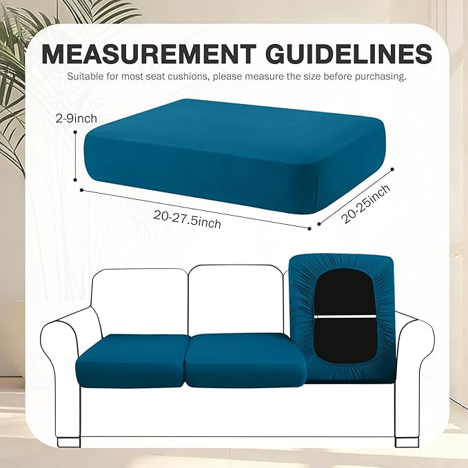 hyha 14Pcs Patio Cushion Covers, Stretch Outdoor Couch Cushion Covers, Washable Outdoor Chair/Sofa Slipcovers for Patio Furniture Cushions Protector with Elastic Bottom(Peacock Blue,Cover Only)