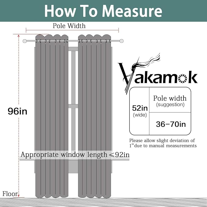Yakamok Olive Green Blackout Curtains with Grommet Green Room Darkening Thermal Insulated Curtain Set of 2 Drapes for Bedroom Living Room, 52W x 96L,2 Panels