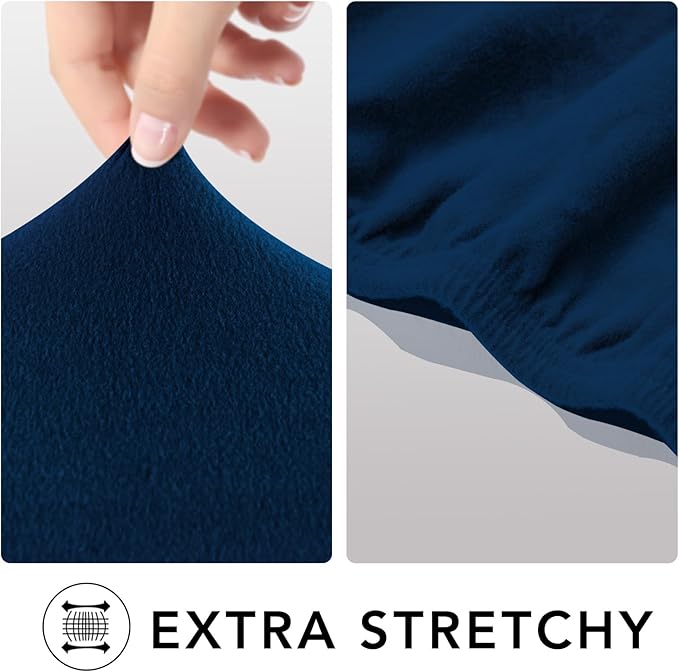PureFit Super Stretch Sofa Slipcover – Spandex Non Slip Soft Couch Sofa Cover, Washable Furniture Protector with Non Skid Foam and Elastic Bottom for Kids, Pets (Oversized Loveseat, Navy)