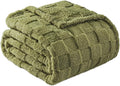 Exclusivo Mezcla Fleece Throw Blanket for Couch,Super Soft and Warm Lightweight Checkered Pattern Blankets for All Seasons, 50x60 Inches, Olive Green