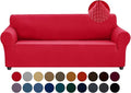 Joccun Christmas Stretch Couch Cover Slipcovers, 1-Piece Sofa Covers for 3 Cushion Couch Spandex Jacquard Washable Furniture Protector Cover for Living Room,Kids,Pets(Sofa,Ruby)