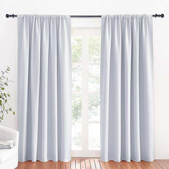 RYB HOME Large Curtains for Bedroom 84 inches Long 2 Panels Set, Privacy Thermal Insultaed Sunlignt Heat Blocking Drapes for Sliding Patio Door, Width 70 by Length 84, Greyish White