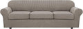 H.VERSAILTEX 4 Piece Stretch Sofa Covers for 3 Cushion Couch Covers for Living Room Furniture Slipcovers (Base Cover Plus 3 Seat Cushion Covers) Upgraded Thicker Jacquard Fabric (XL Sofa, Taupe)