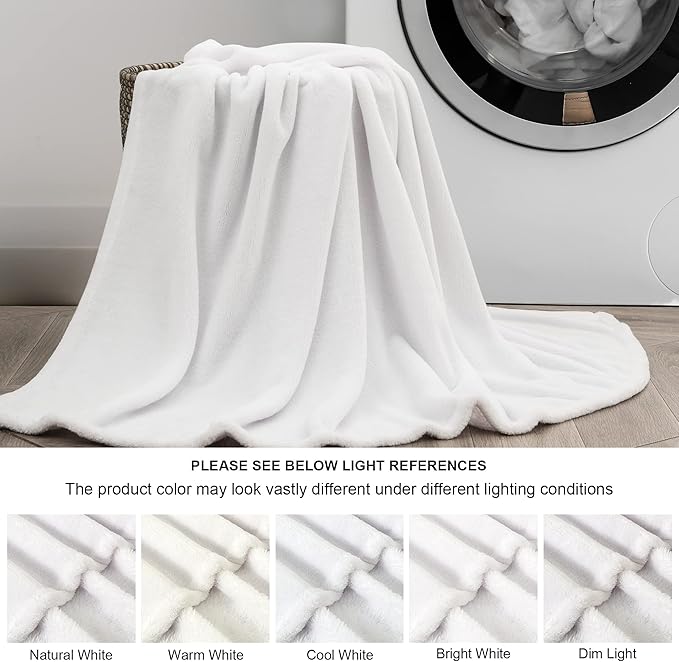 BEDELITE Fleece Blanket Twin Size White Throw Blanket for Couch & Bed, Luxury Plush Cozy Fuzzy Blanket 60x80 inches, Super Soft Warm Lightweight Throw Blanket for Travel Camping