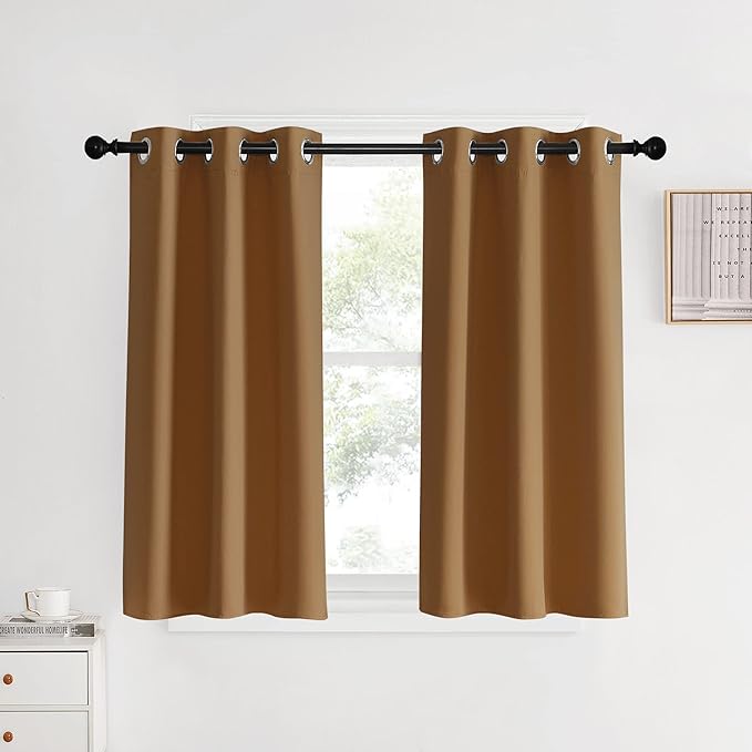 NICETOWN Window Curtains Blackout Drapes, 1 Pair, 34 by 40-inch, Gold Brown, Thermal Insulated Decorative Blackout Curtains/Draperies for Laundry