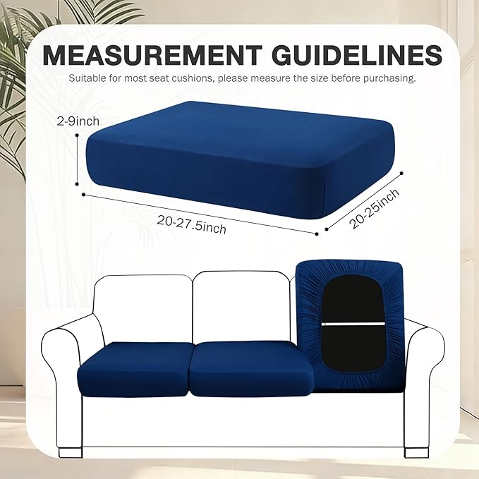 hyha 4Pcs Patio Cushion Covers, Stretch Outdoor Couch Cushion Covers Replacement, Washable Outdoor Chair/Sofa Slipcovers for Patio Furniture Cushions Protector with Elastic Bottom(Navy,Cover Only)